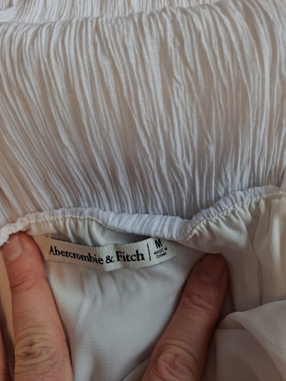Abercrombie & Fitch White Smocked Waist Midi Dress - Picture 6 of 7